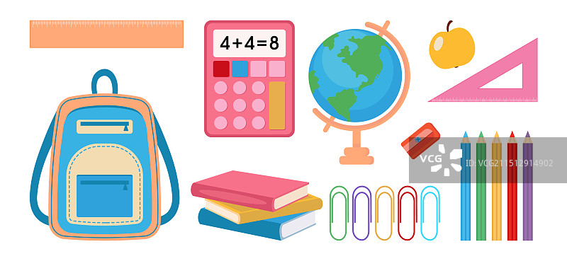 书包书籍地球仪等学习用品图片素材