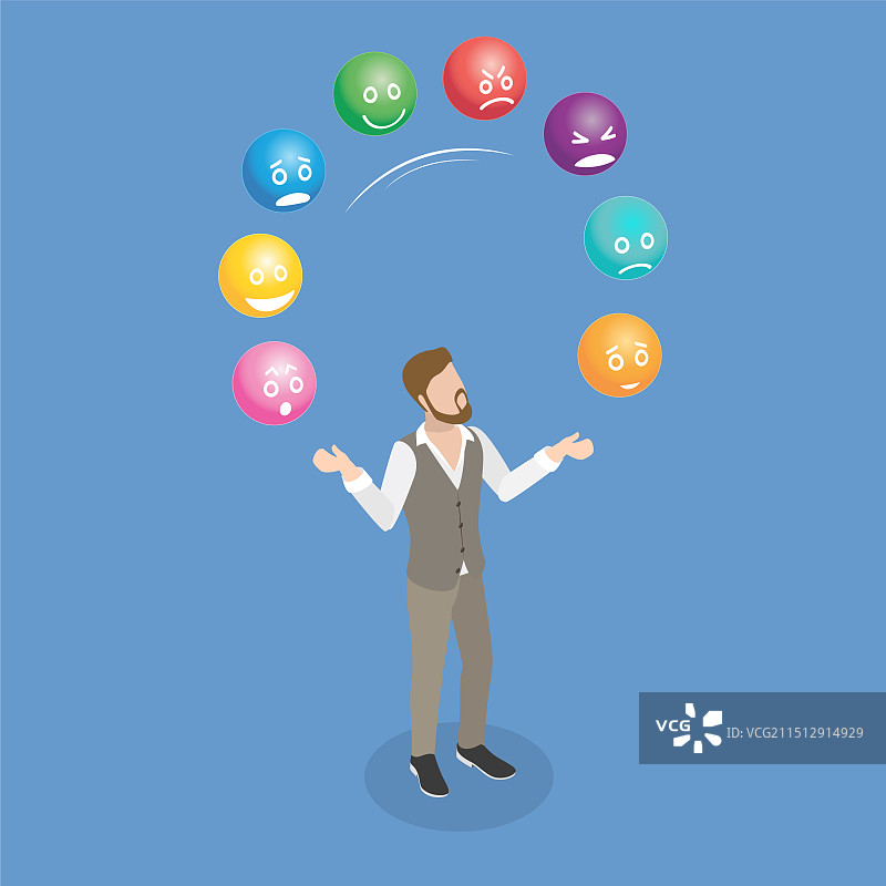 2.5D扁平风格的抛掷概念图片素材