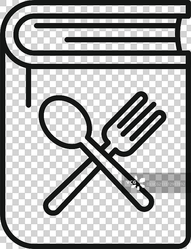 带勺子和叉子的烹饪食谱图标图片素材