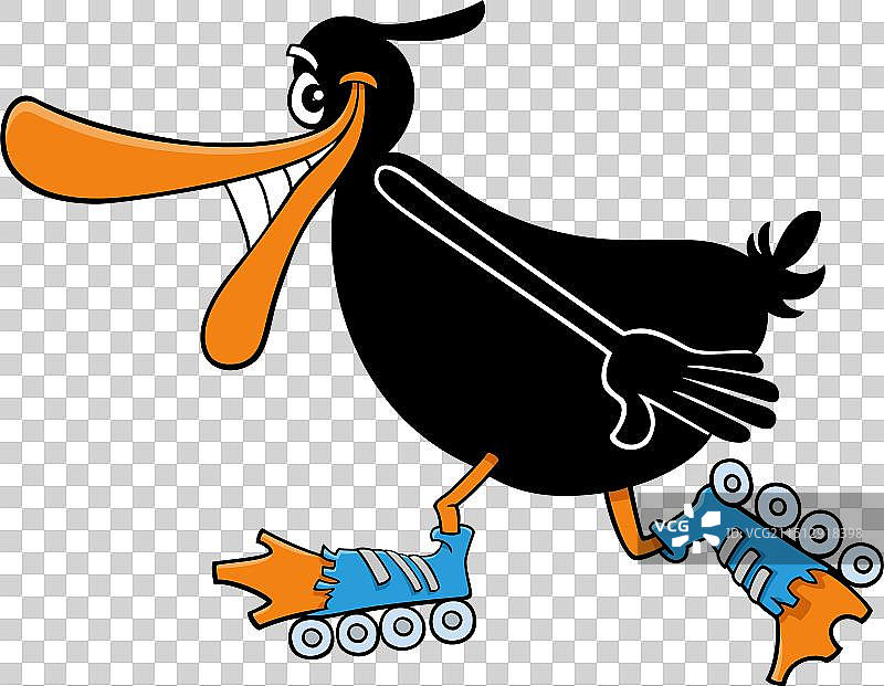 卡通黑鸭动物角色骑行图片素材