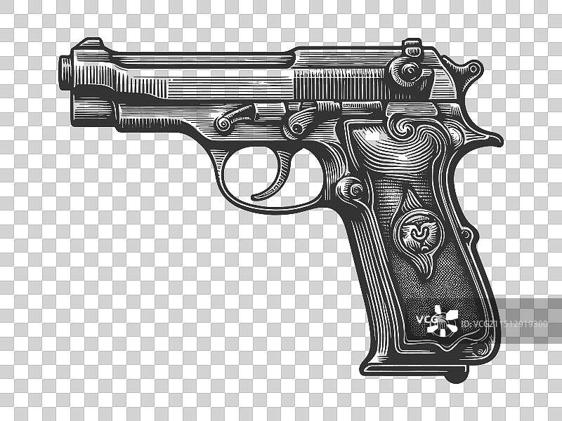 复古雕刻手枪图案图片素材