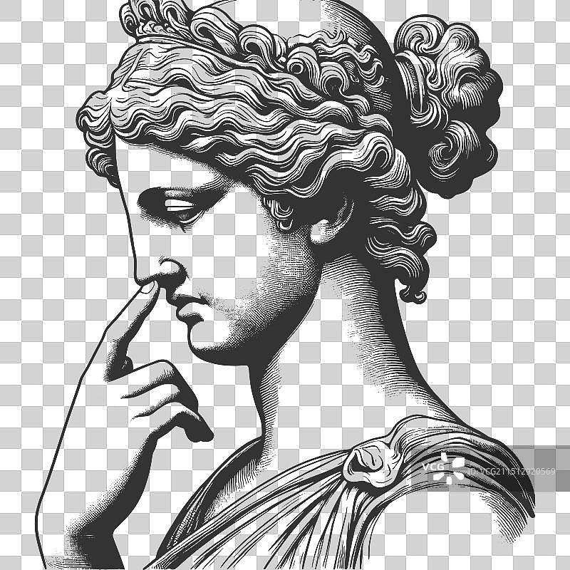 挖鼻孔雕像雕刻图片素材