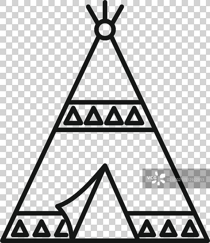 美洲原住民圆锥帐篷线条艺术图片素材