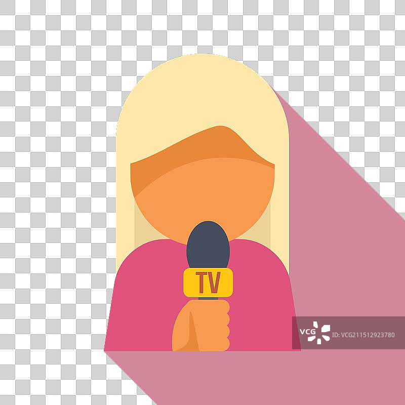 女电视记者手持麦克风采访图片素材