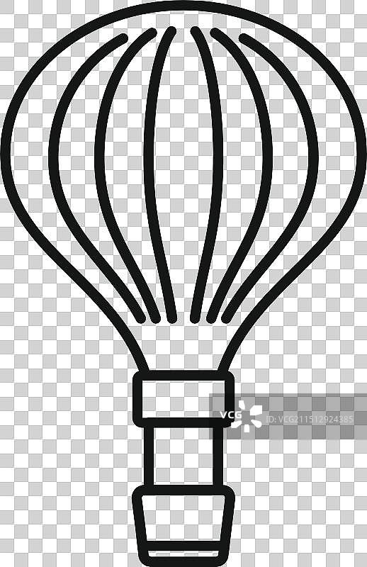 热气球的简约黑白线条艺术图片素材