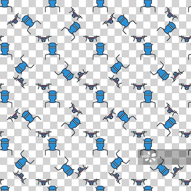 FPV四轴飞行器与无人机彩色无缝图案图片素材