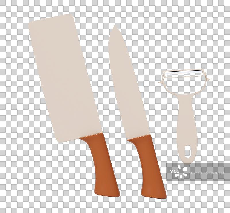 厨房刀具元素3D插画图片素材