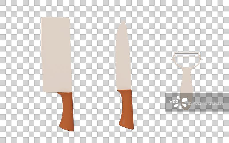 厨房刀具元素3D插画图片素材