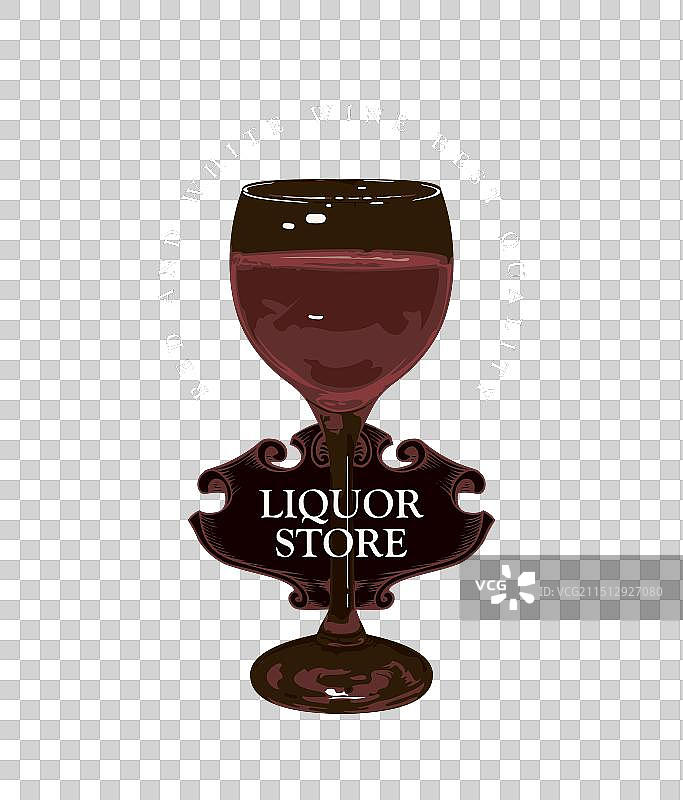 红酒杯葡萄酒商店标志图片素材