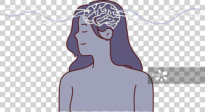 使用心灵感应的女人，呈现波浪扩散图片素材