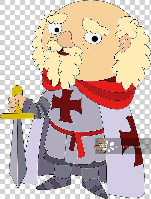 手持红十字剑的卡通圣殿骑士图片素材