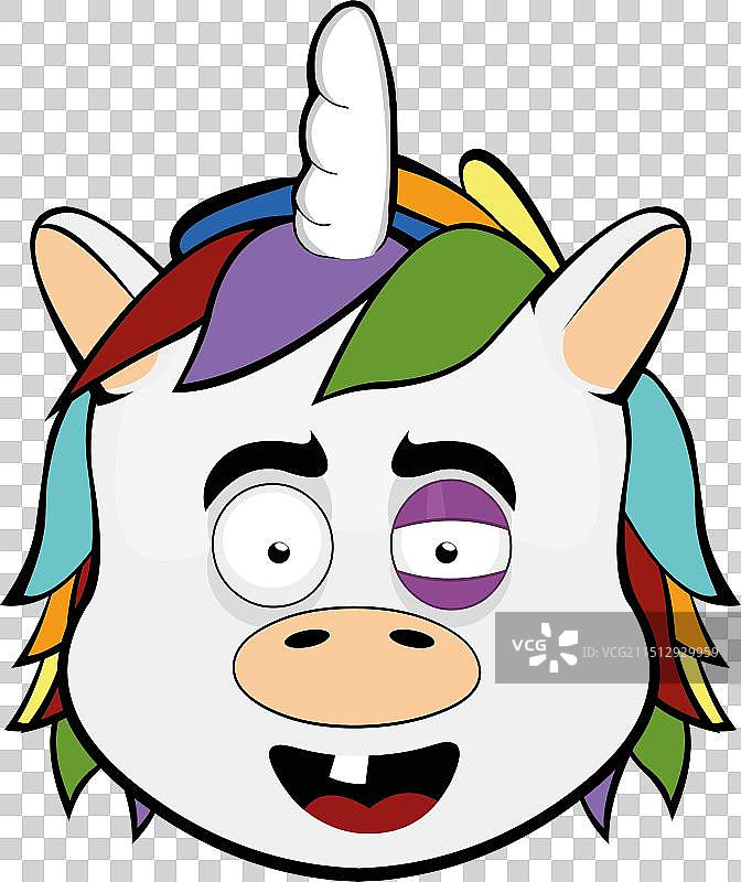 紫色眼睛受伤的独角兽头像图片素材