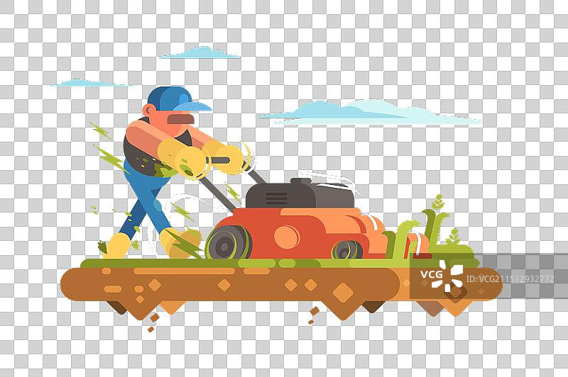 男人正在割草图片素材