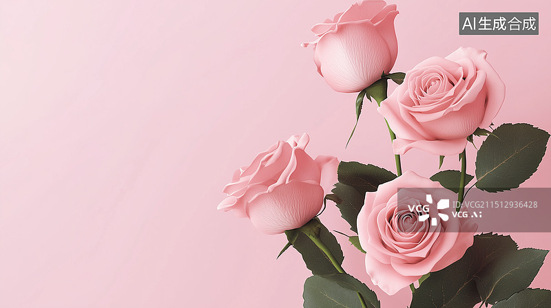 【AI数字艺术】粉色渐变玫瑰花束图片素材
