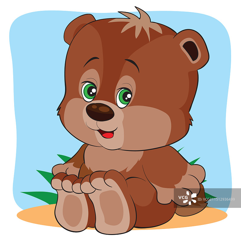 坐在地上的卡通棕熊图片素材