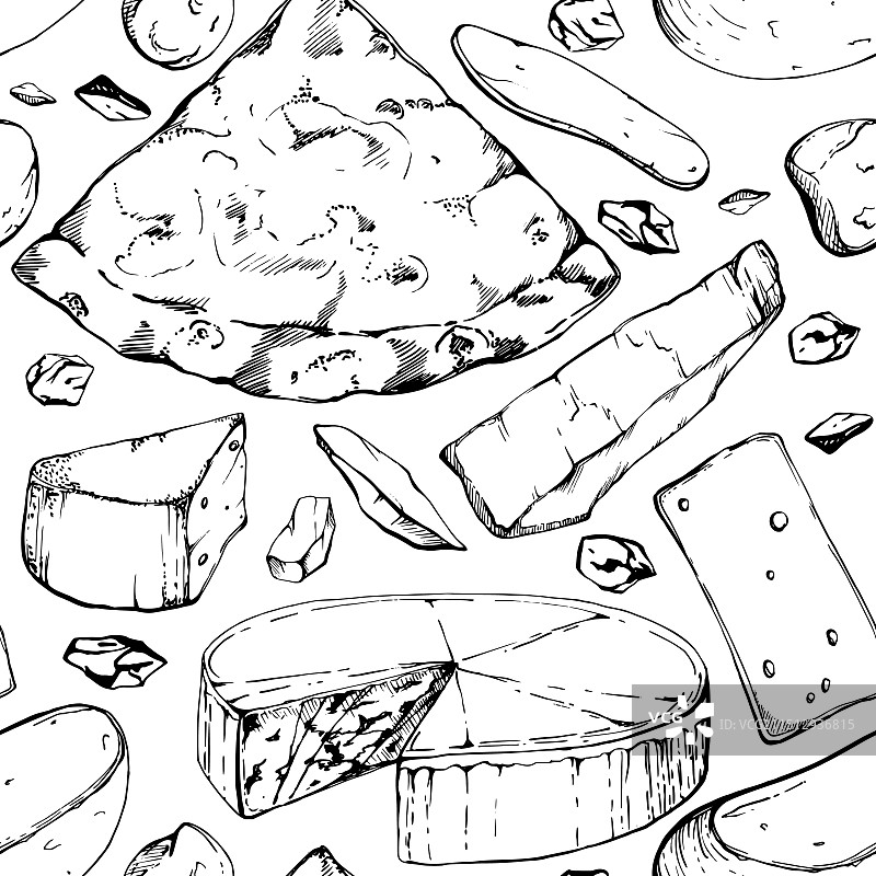 手绘墨水四种奶酪披萨图片素材