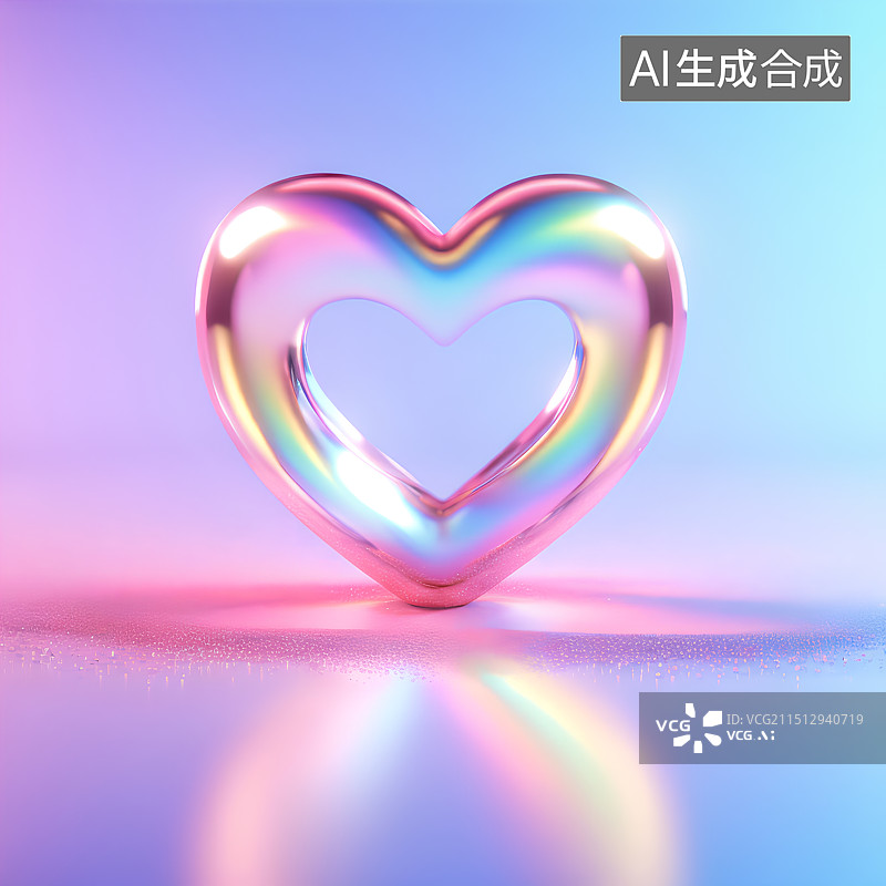 【AI数字艺术】3D渲染，粉色渐变色透明爱心，唯美浪漫心形，情人节，七夕节图片素材