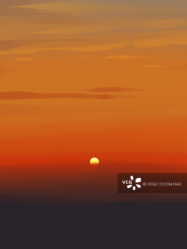 日出日落云雾高山山脉风景壁纸插画图片素材