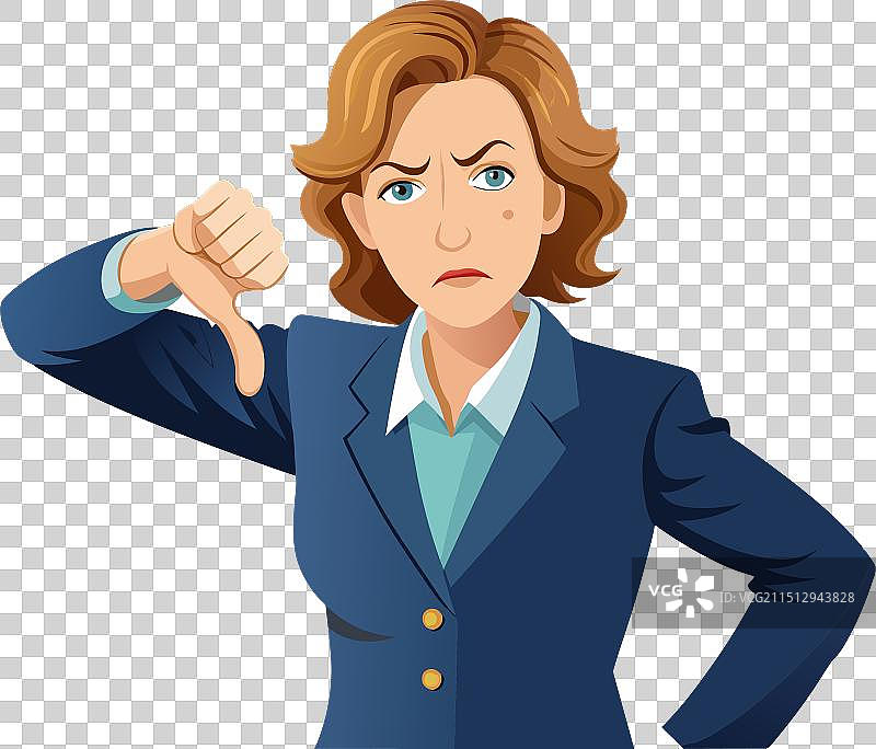 失望的女商人竖起拇指向下图片素材