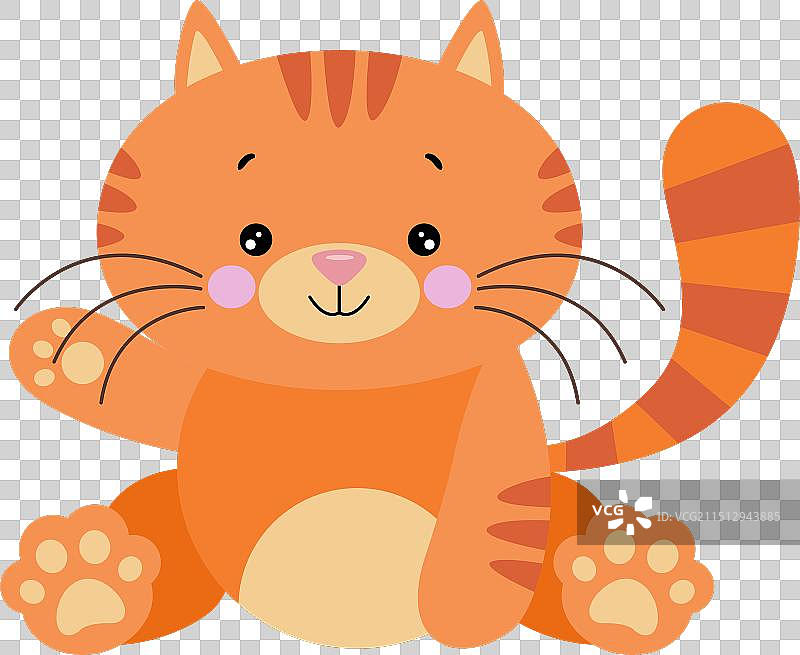 可爱的友善猫咪坐着挥手图片素材