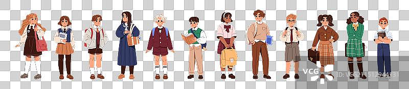 穿着校服的快乐儿童图片素材