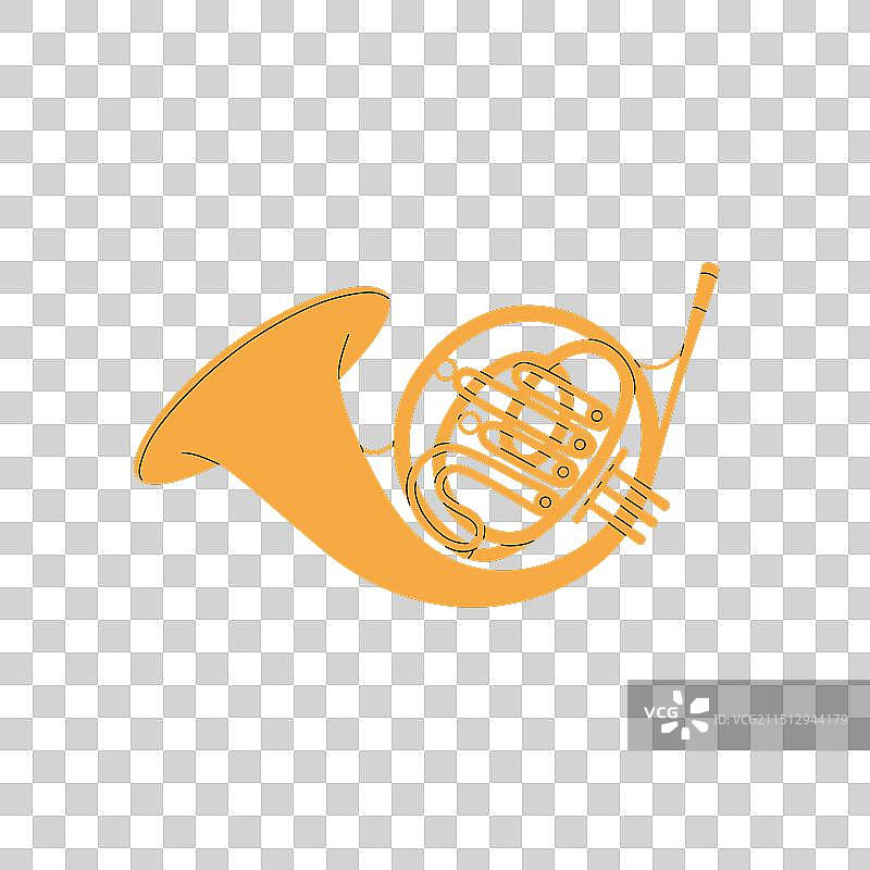 金色法国号专业黄铜乐器图片素材