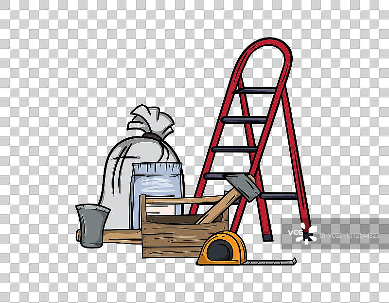 梯子工具箱和建筑材料图片素材