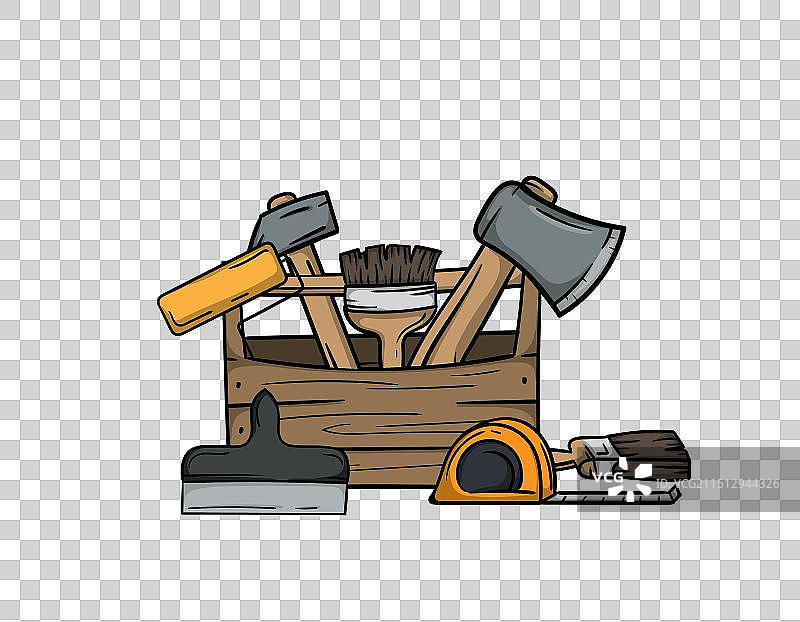 工具箱、刷子、卷尺和抹刀图片素材