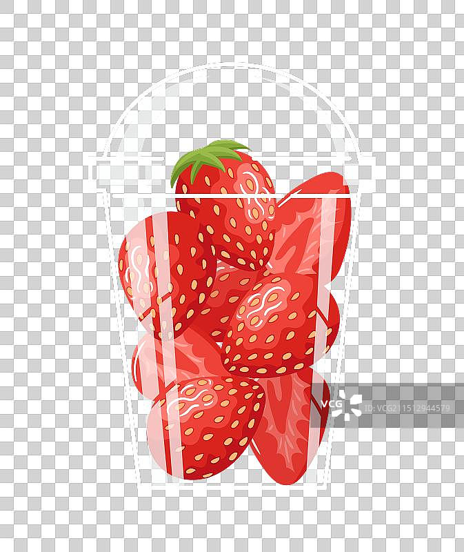 玻璃杯里的草莓美食图片素材