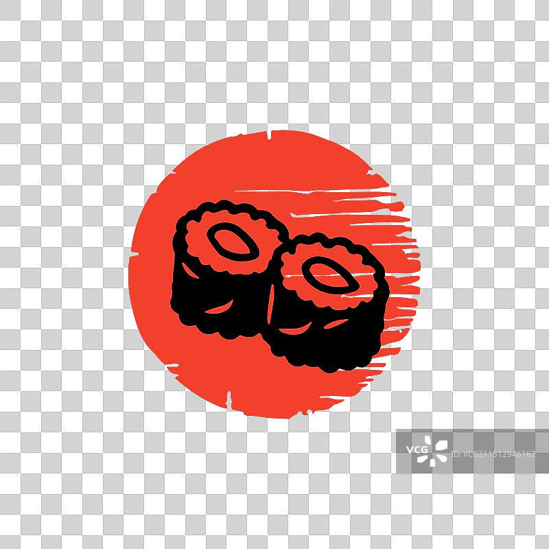 日式寿司卷拼盘与日本国旗图片素材