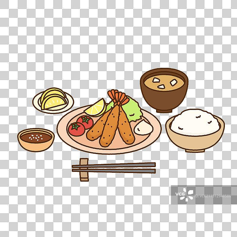 日式炸虾饼套餐图片素材