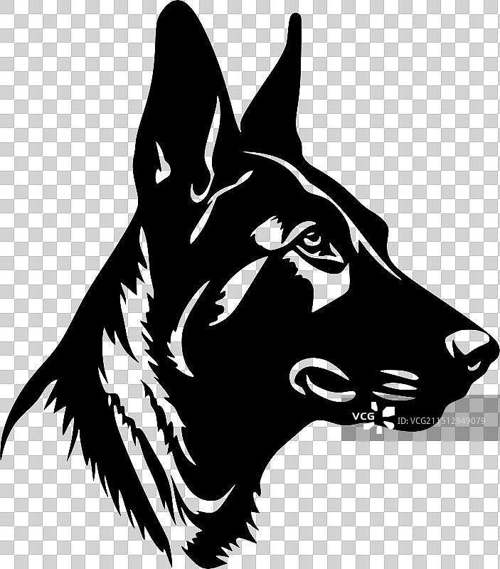 澳大利亚凯尔皮犬黑白隔离图标图片素材