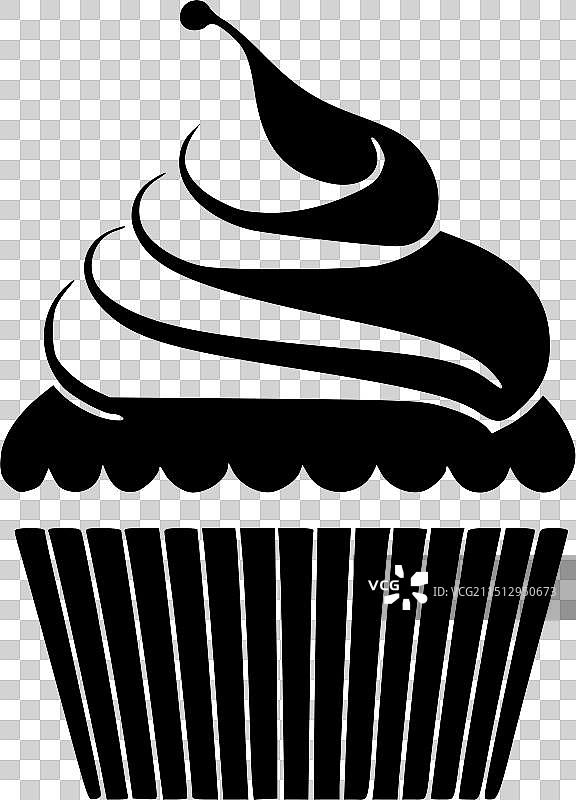 纸杯蛋糕黑白隔离图标图片素材