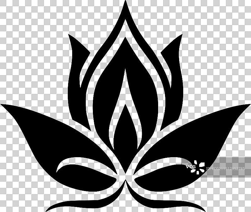 黑白莲花独立图标图片素材
