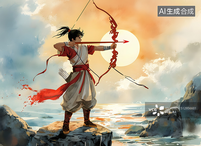 【AI数字艺术】山海经:海内经后羿图片素材