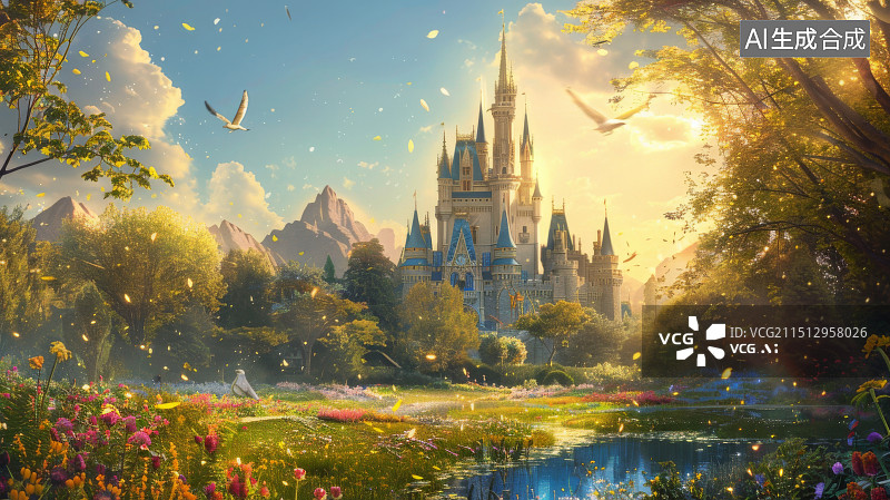 【AI数字艺术】梦幻城堡插画图片素材