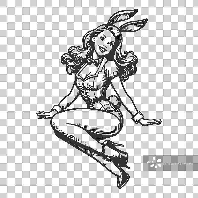 俏皮复古兔女郎图片素材