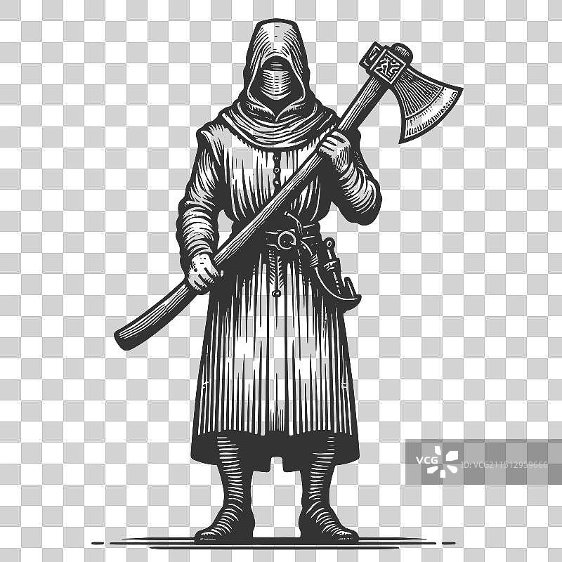 拿着斧头的死神侩子手雕刻图片素材