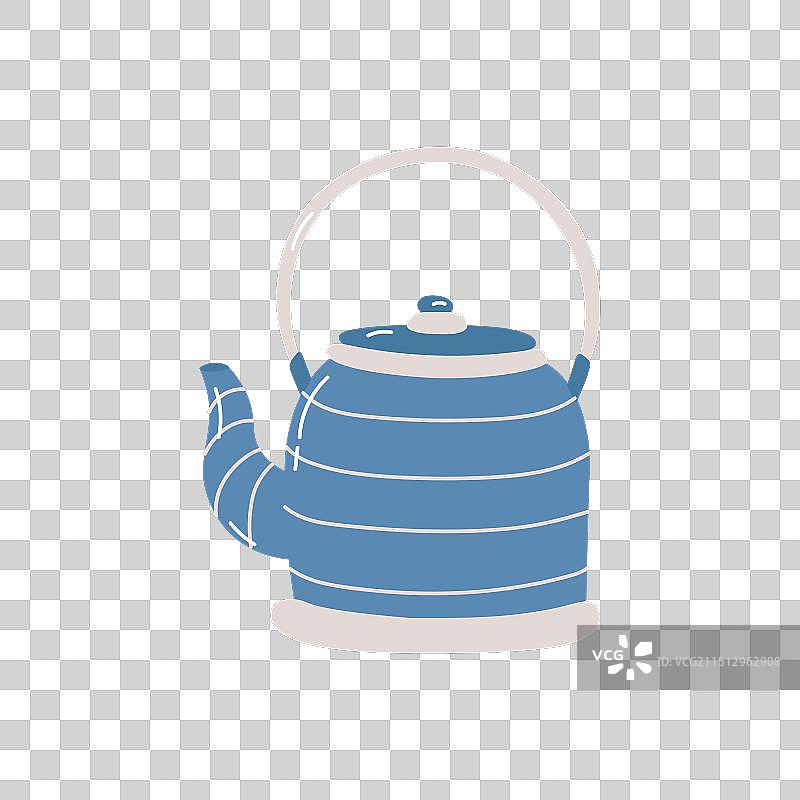 白色背景上的美丽蓝色茶壶图片素材