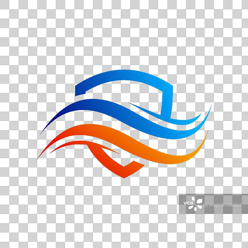 盾牌造型暖通空调logo组合概念图片素材