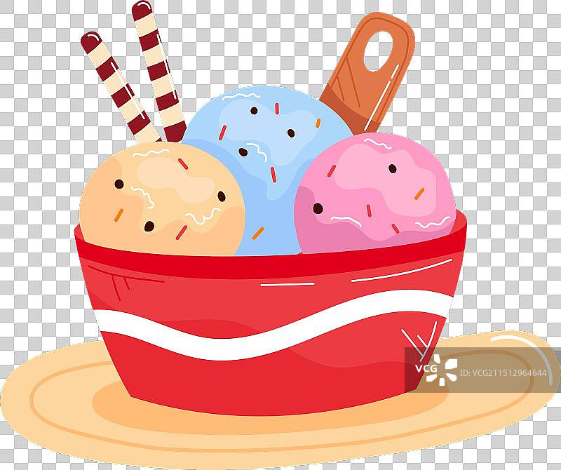 彩色冰淇淋勺红色碗甜点图片素材