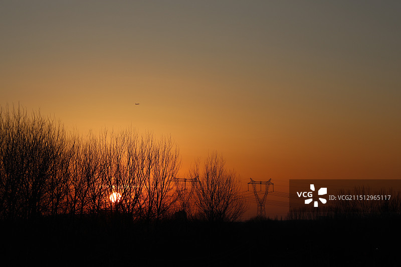 运河日落图片素材