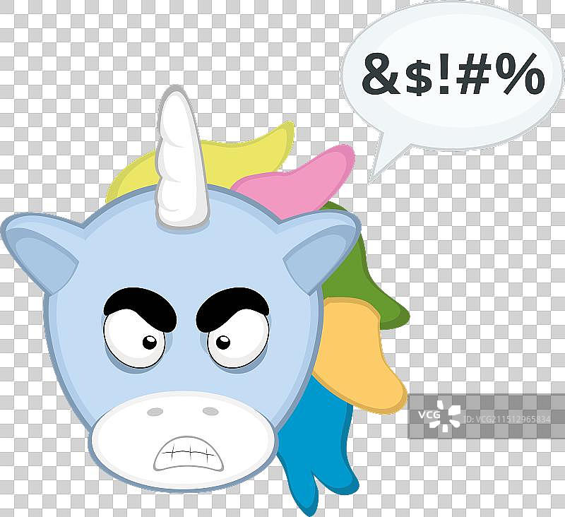 独角兽头辱骂气泡图片素材