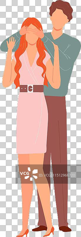 男人惊喜地捂住身后女人的眼睛图片素材