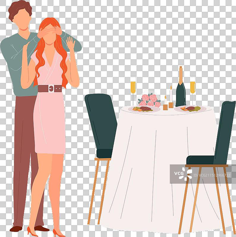 男人蒙住女人眼睛，制造浪漫惊喜图片素材