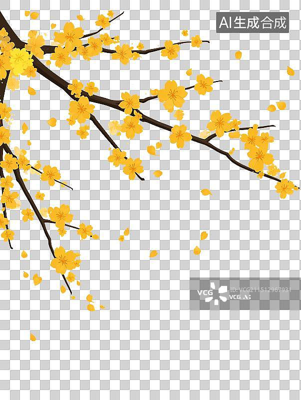 【AI数字艺术】秋天里的黄色的 桂花枝  中秋节元素图片素材
