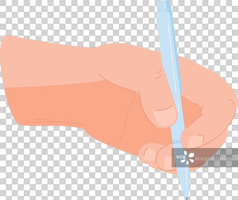 准备好细节的白人手握着蓝色笔图片素材