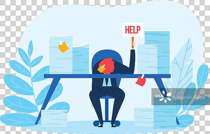 不堪重负的商人举着求助标志图片素材