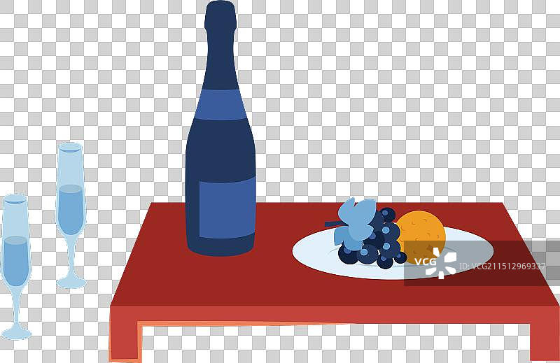 庆祝餐桌布置：气泡酒和水果拼盘图片素材