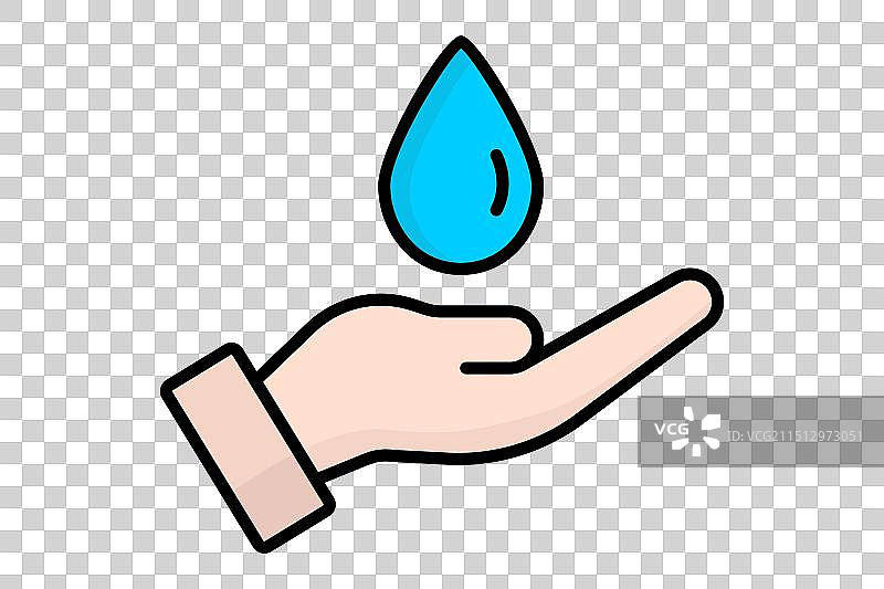 节约用水图标，手持水滴图片素材